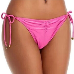 PQ Swim Pink Ruched Side Tie Bikini Bottom Sz M NWT